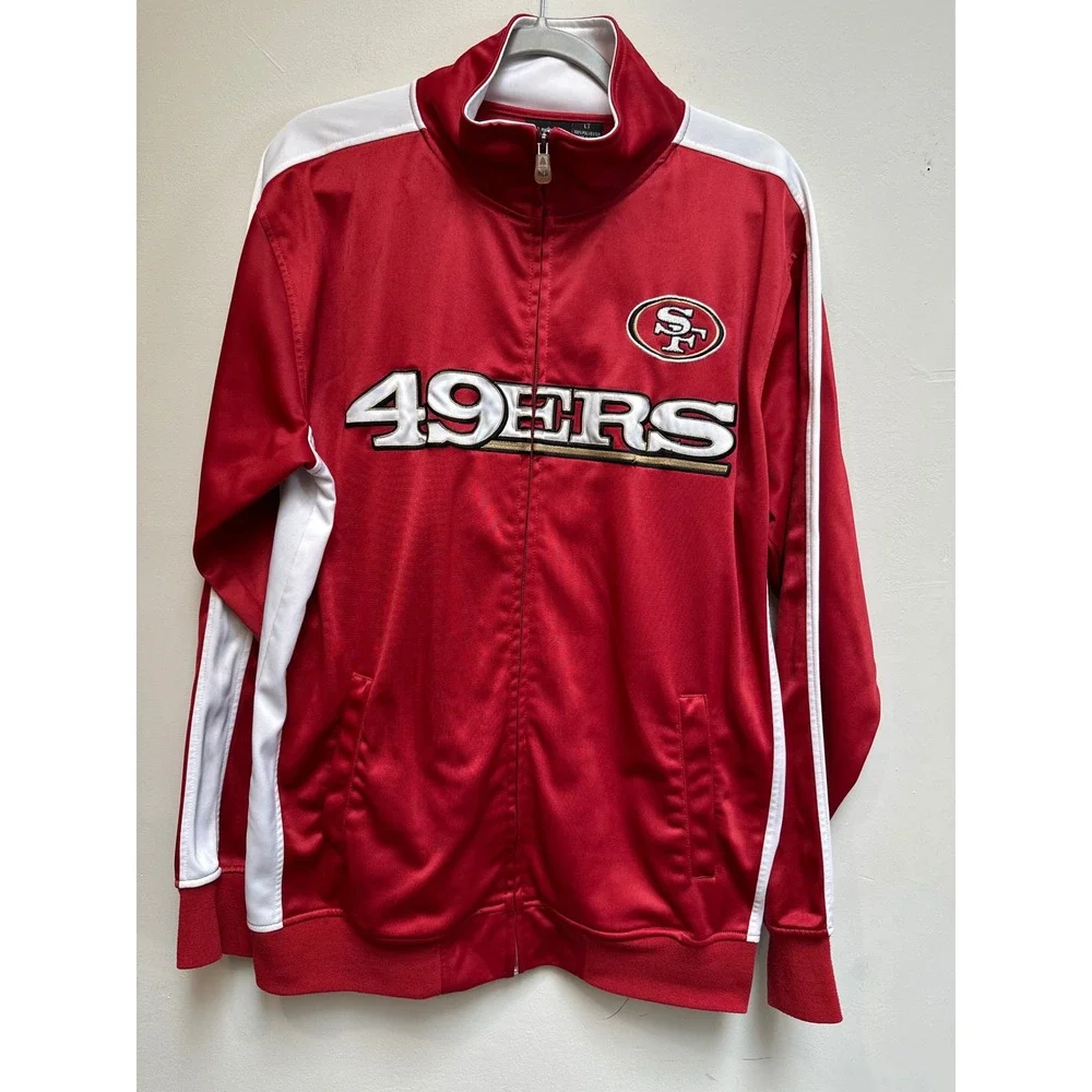 NFL San Francisco 49ers Track Jacket Mens L Red Full Zip Embroidered